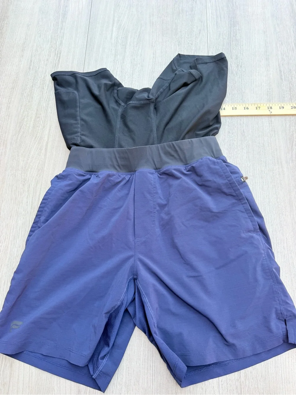Fabletics Navy Blue Men's Performance Shorts with Black Waistband